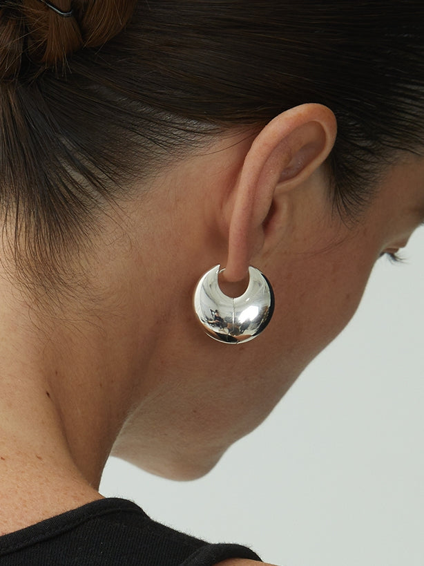 Round Silver Pierced Earrings_BDHL7463