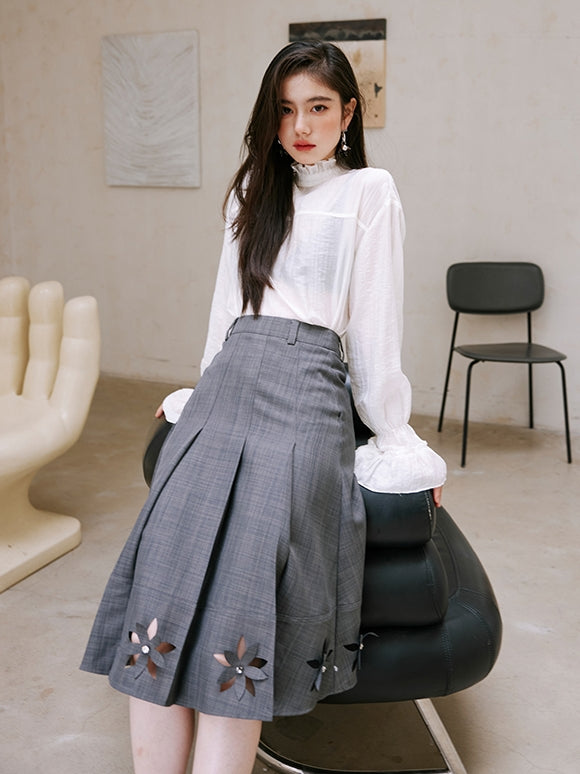 Ruffle High-Neck Sheer Blouse_BDHL6751