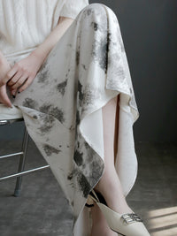 Draped Shiny Printed Skirt_BDHL7261