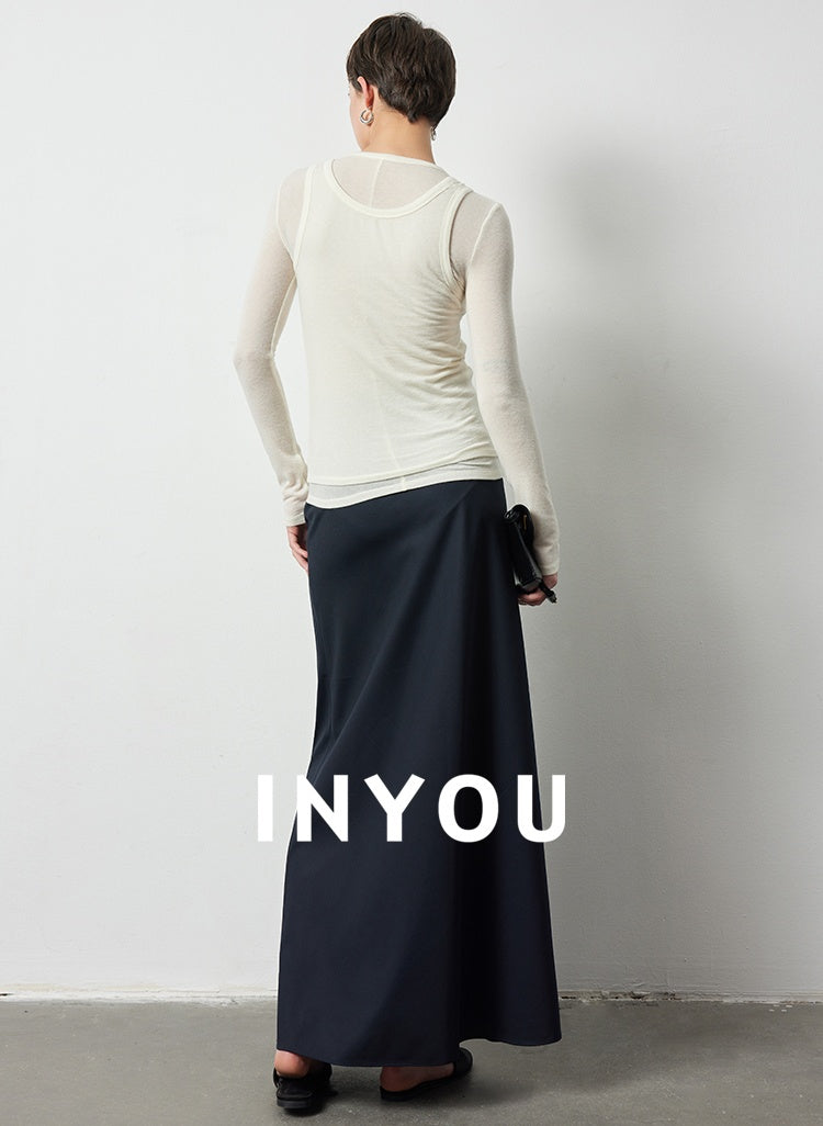 Tucked Straight Long Skirt_BDHL6387