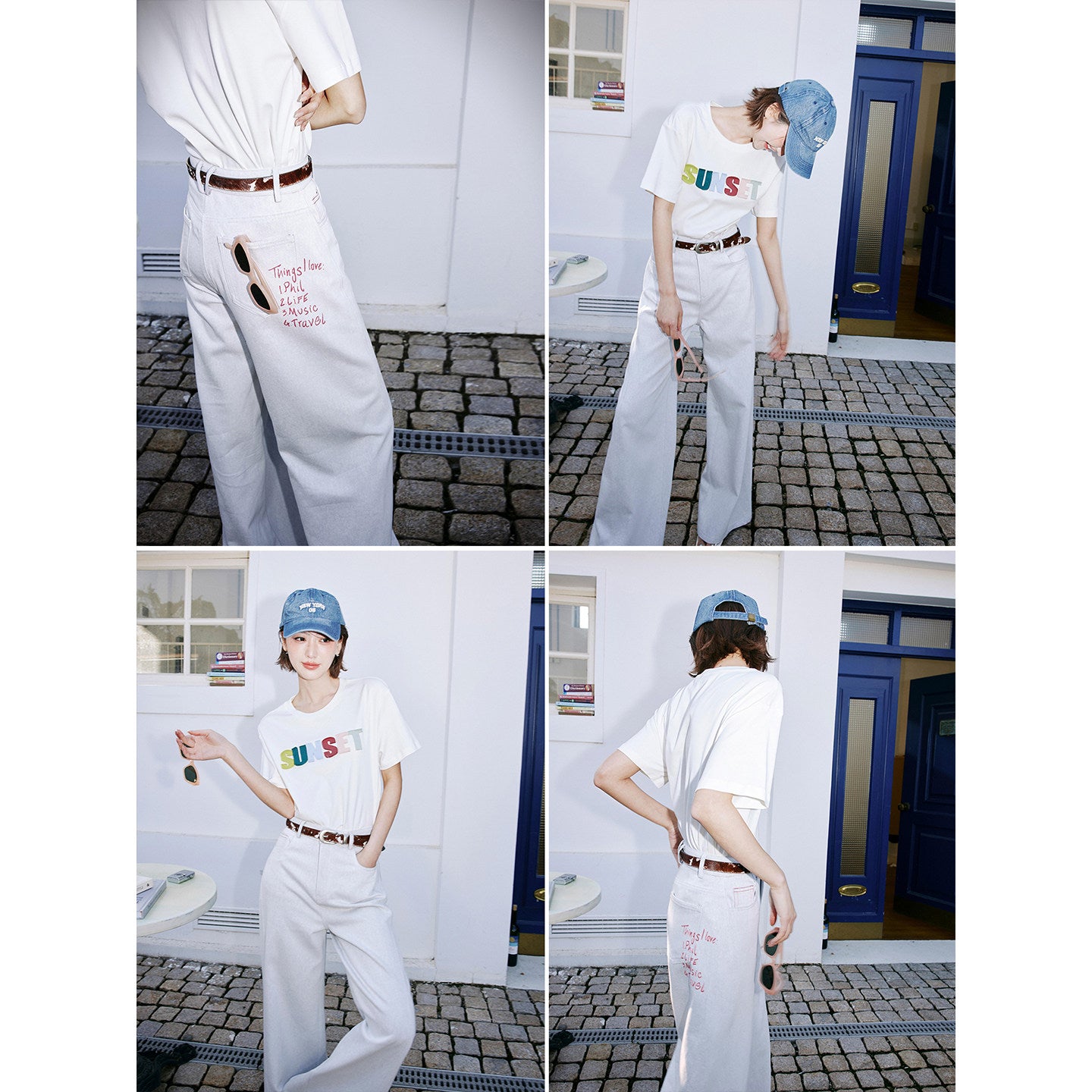 English Letter Print Straight Jeans_BDHL8233