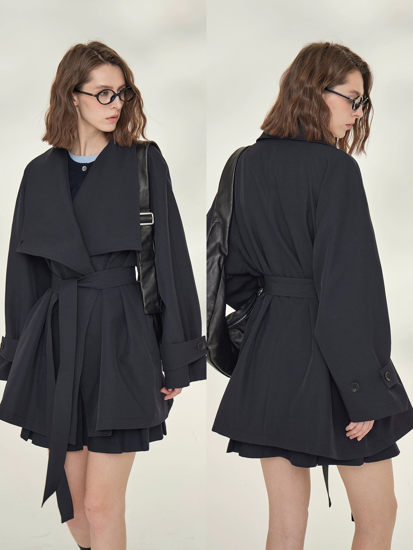Tide Drawstring Short Trench Coat_BDHL7735