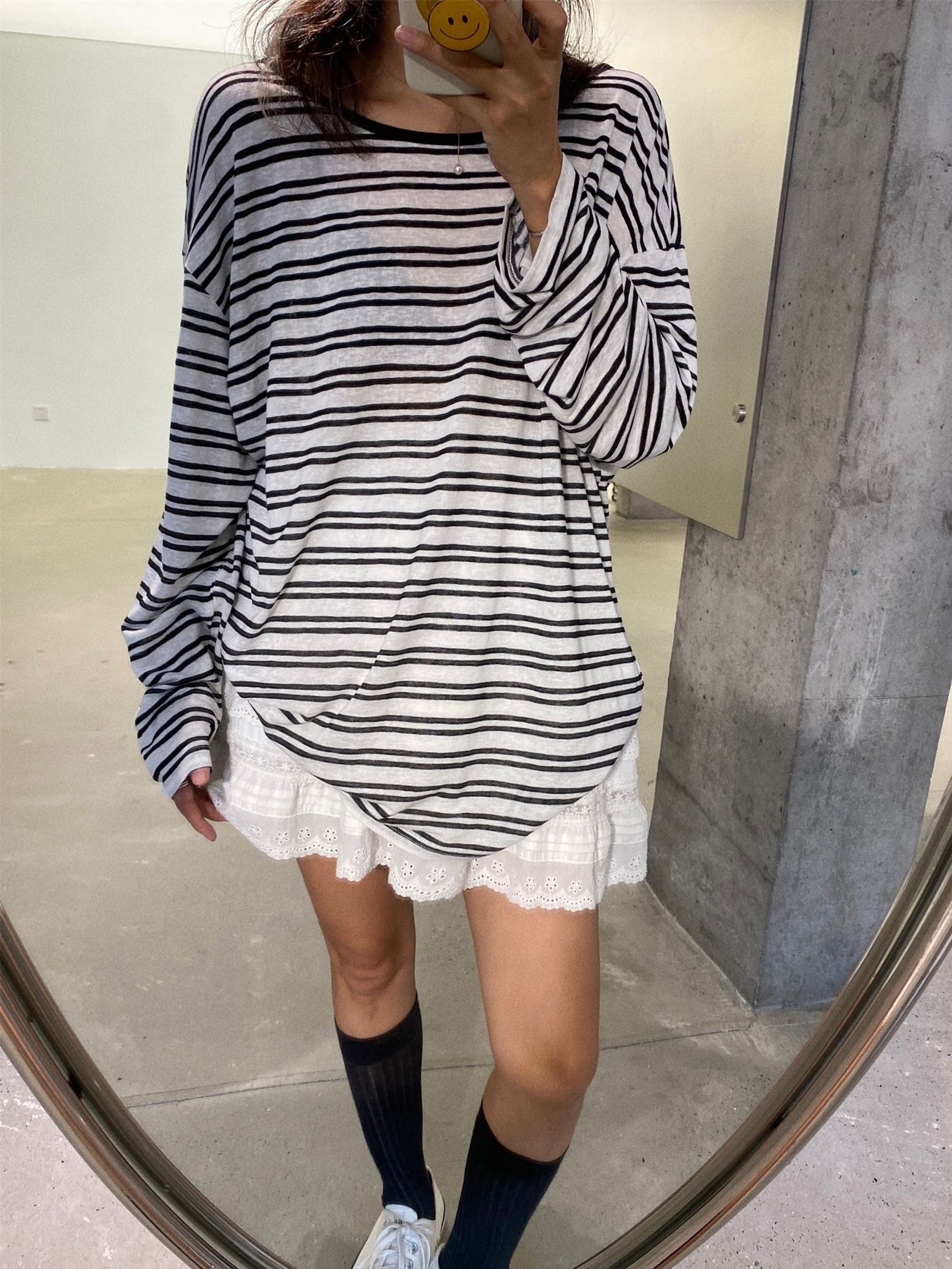 Back Tie Striped Tops_BDHL7613