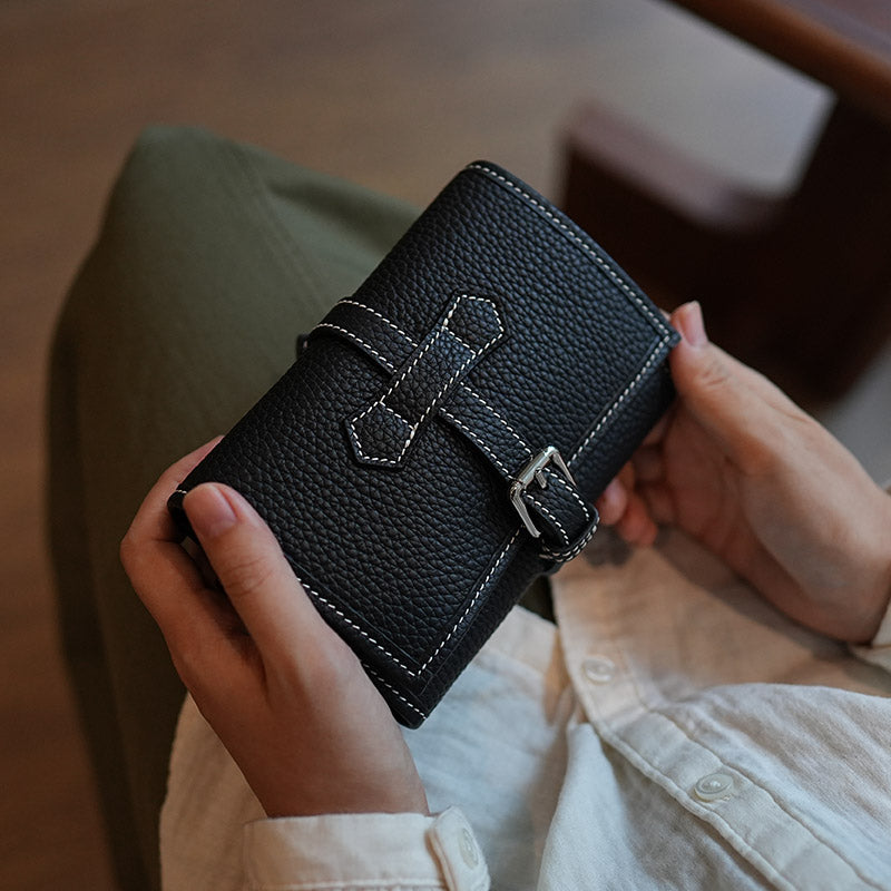 Leather Tri-Fold Jewelry Roll Pouch_BDHL8434