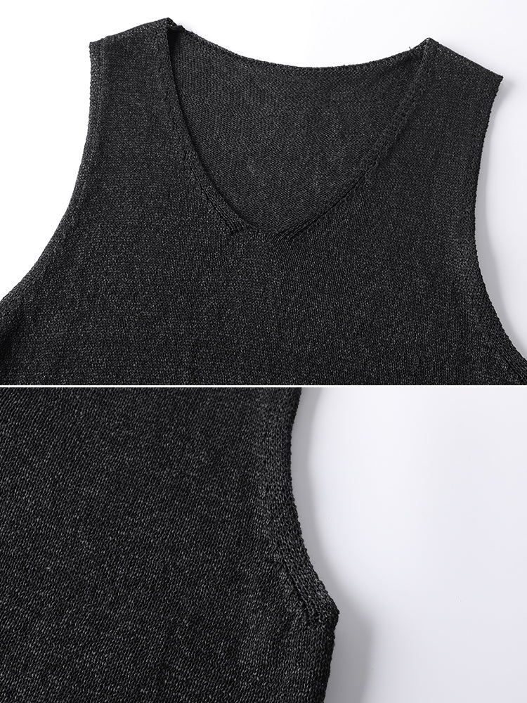 V-Neck Tie-Strap Knitted Vest_BDHL7477