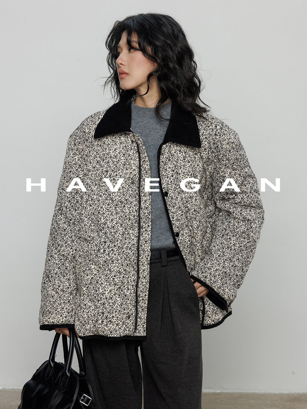 翻領花卉羽絨衣_BDHL7887