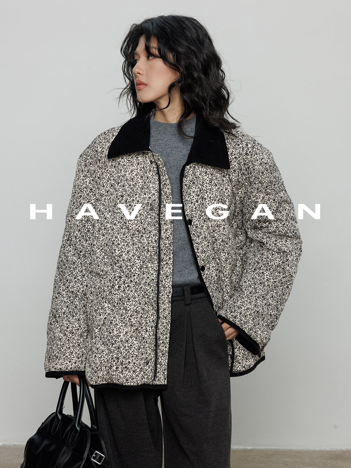 翻領花卉羽絨衣_BDHL7887