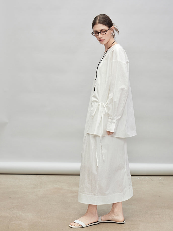 Asymmetric Shirt Or Straight Tube Skirt_BDHL7277