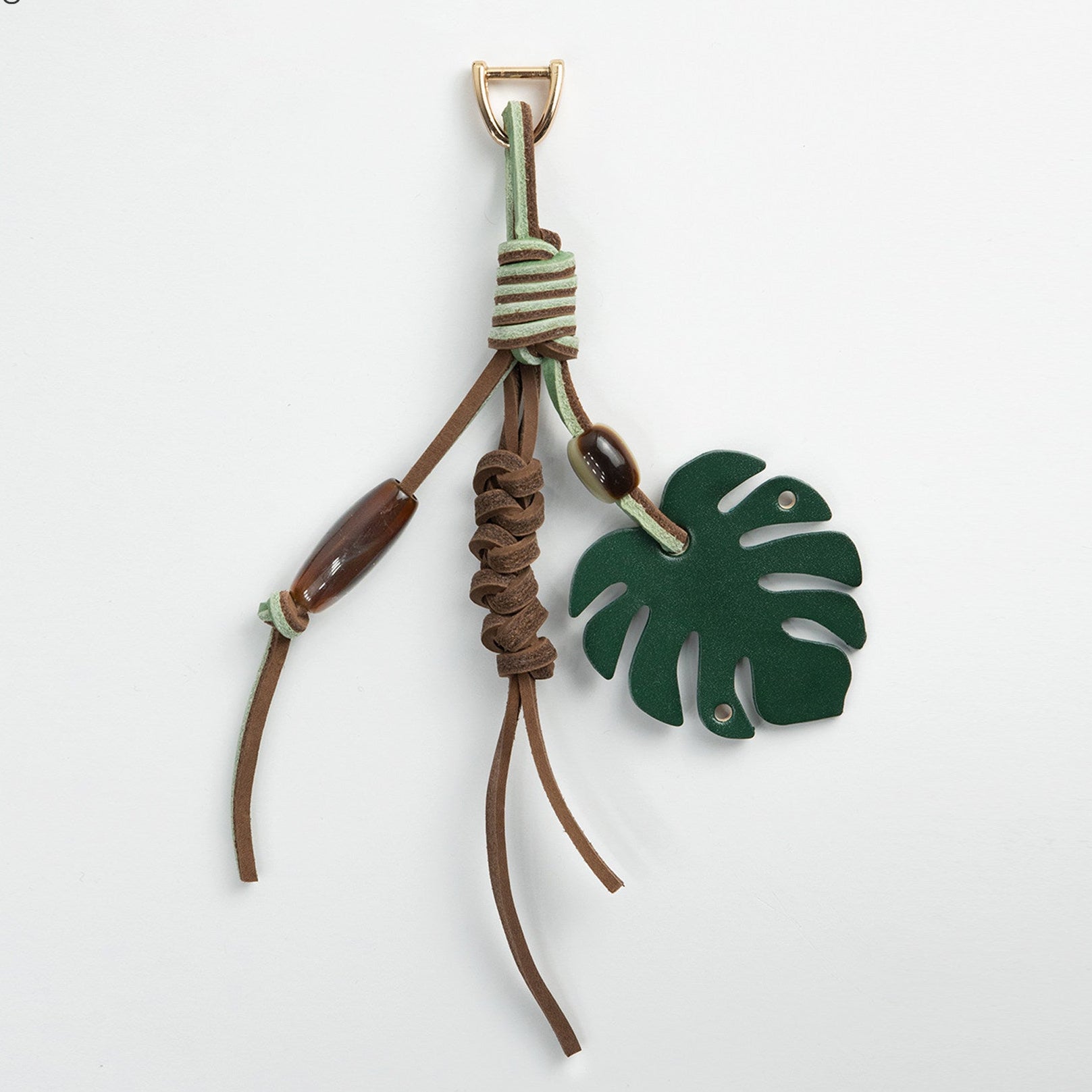 Monstera Leaf Leather Bag Charm_BDHL8429