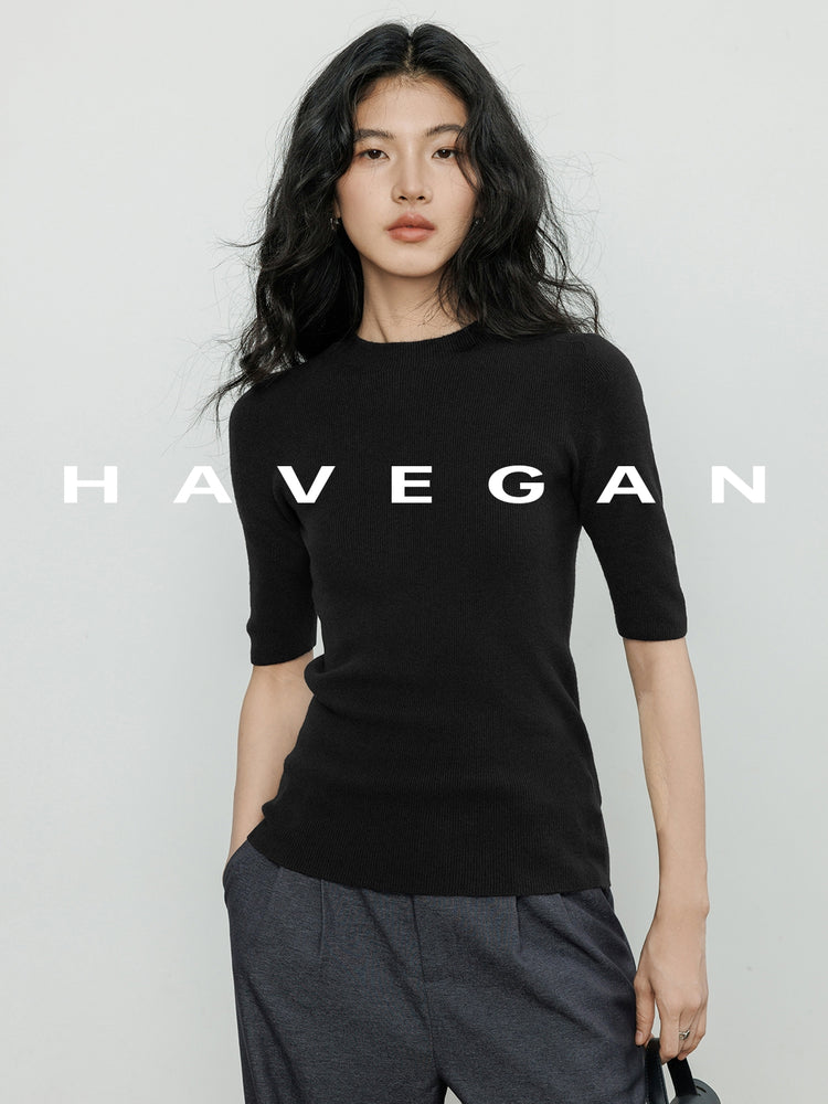 High Neck Slim Knit Tops_BDHL7230