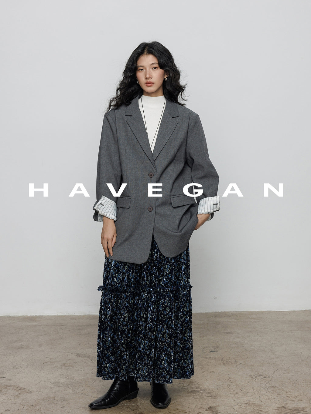 Retro Floral Print A-Line Skirt_BDHL7897