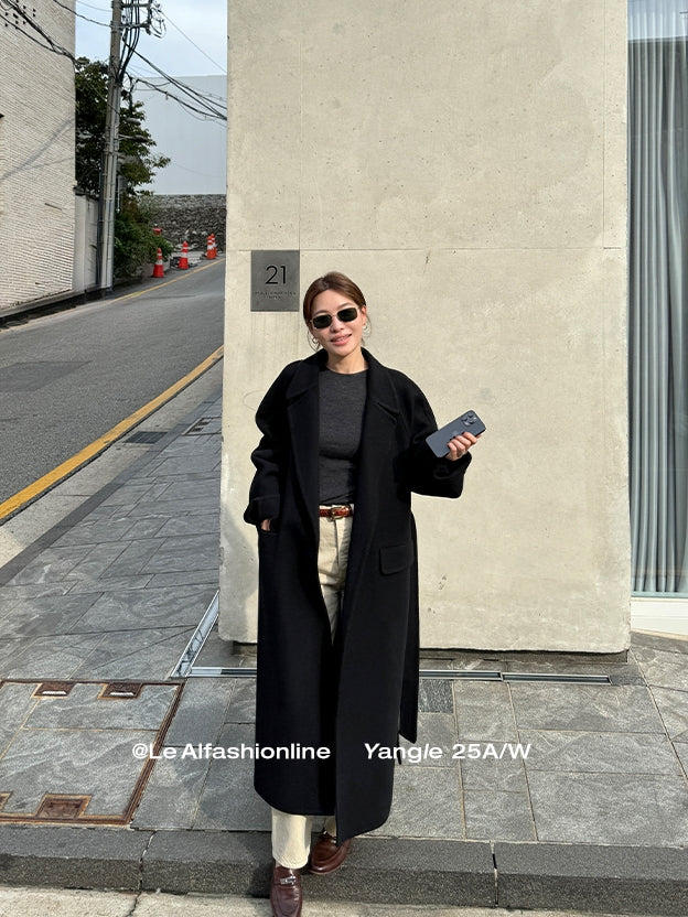 Black Relaxed-Fit Long Coat_BDHL7920