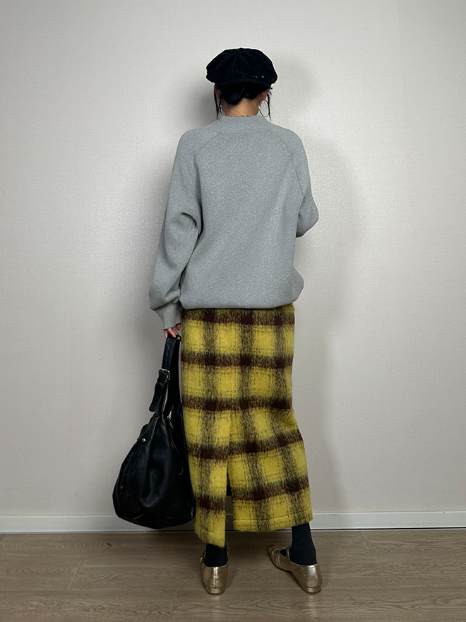 Slimming Plaid Straight Skirt_BDHL6740