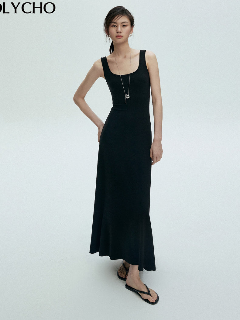 Square Neck Sleeveless Dress_BDHL7397