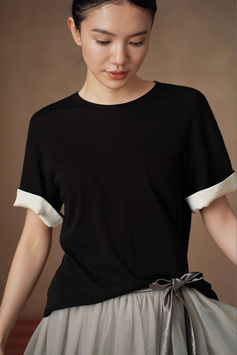 Contrast Cuff Relaxed Fit Tee_BDHL8300