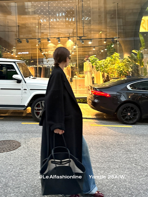 Black Relaxed-Fit Long Coat_BDHL7920