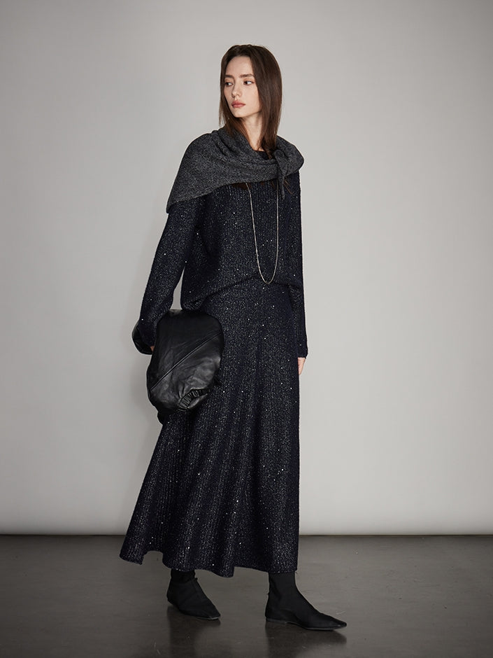 Round-Neck Knit Top Or A-Line Knit Skirt_BDHL7993