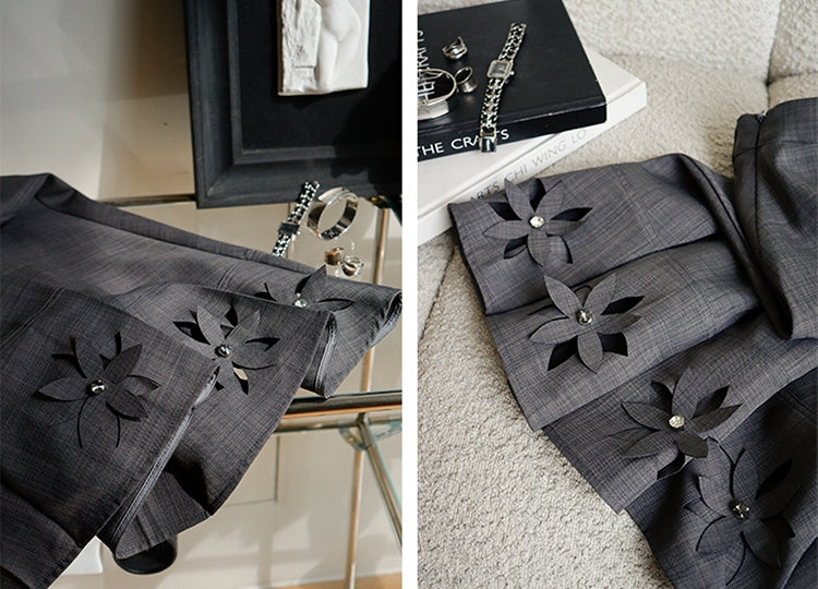 3D Hollow Pleated Skirt_BDHL6750