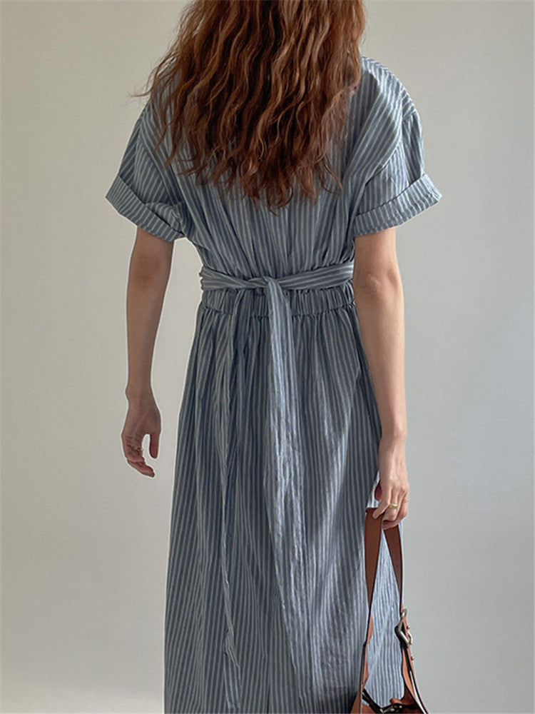 Waist Cross Stripe Dress_BDHL7554