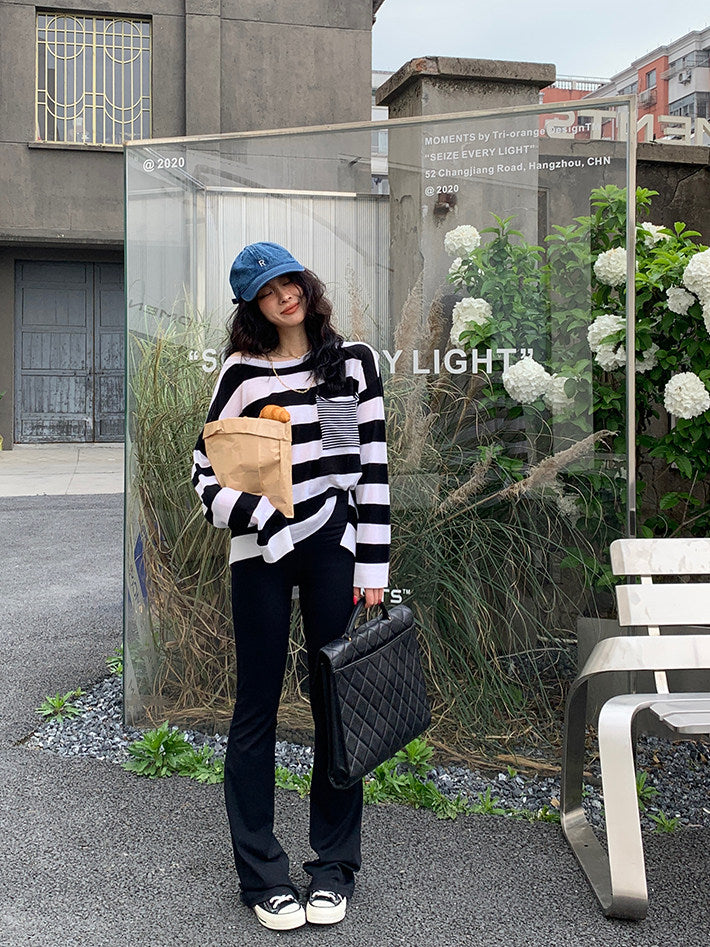 高腰彈力喇叭褲_BDHL8057