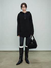 Hooded Half-Zip Knit Tops_BDHL6919