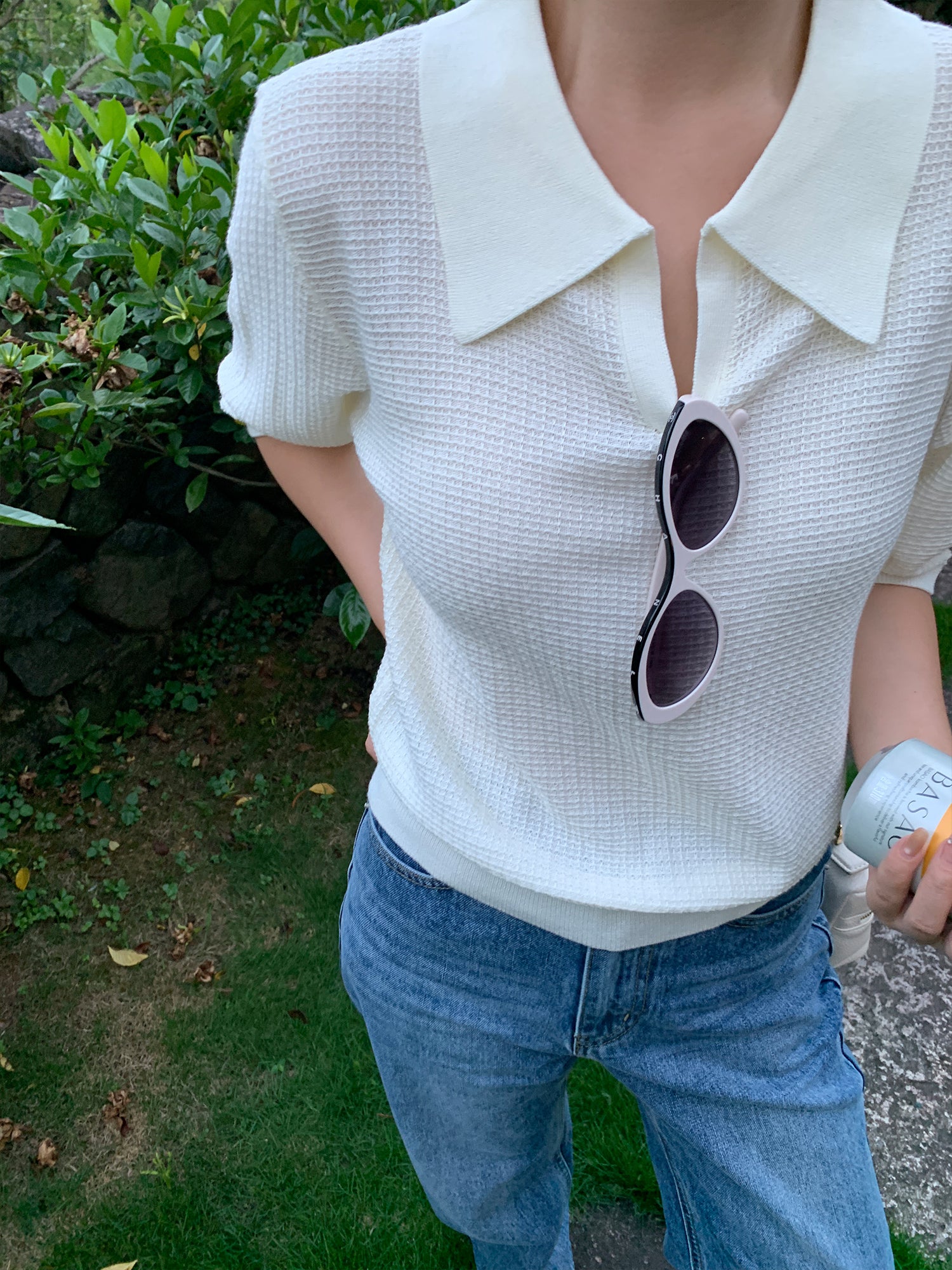 Waffle Lapel Polo Shirt_BDHL7615
