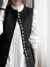 Stand Collar Shoulder Design Shirt_BDHL7015