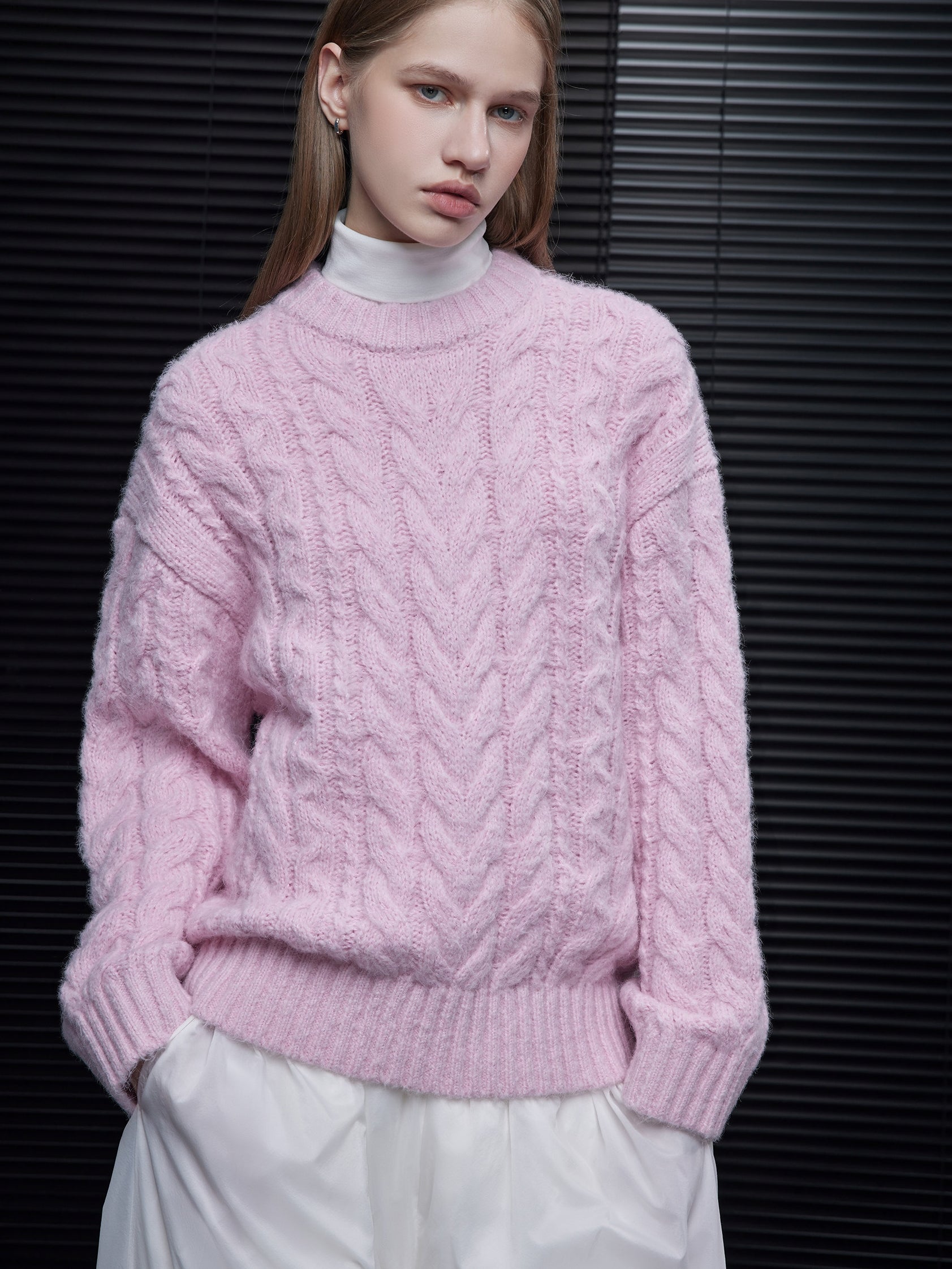 粉紅圓領毛衣_BDHL8069