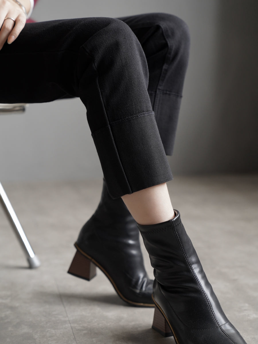 Patchwork Straight Cropped Pants_BDHL7929