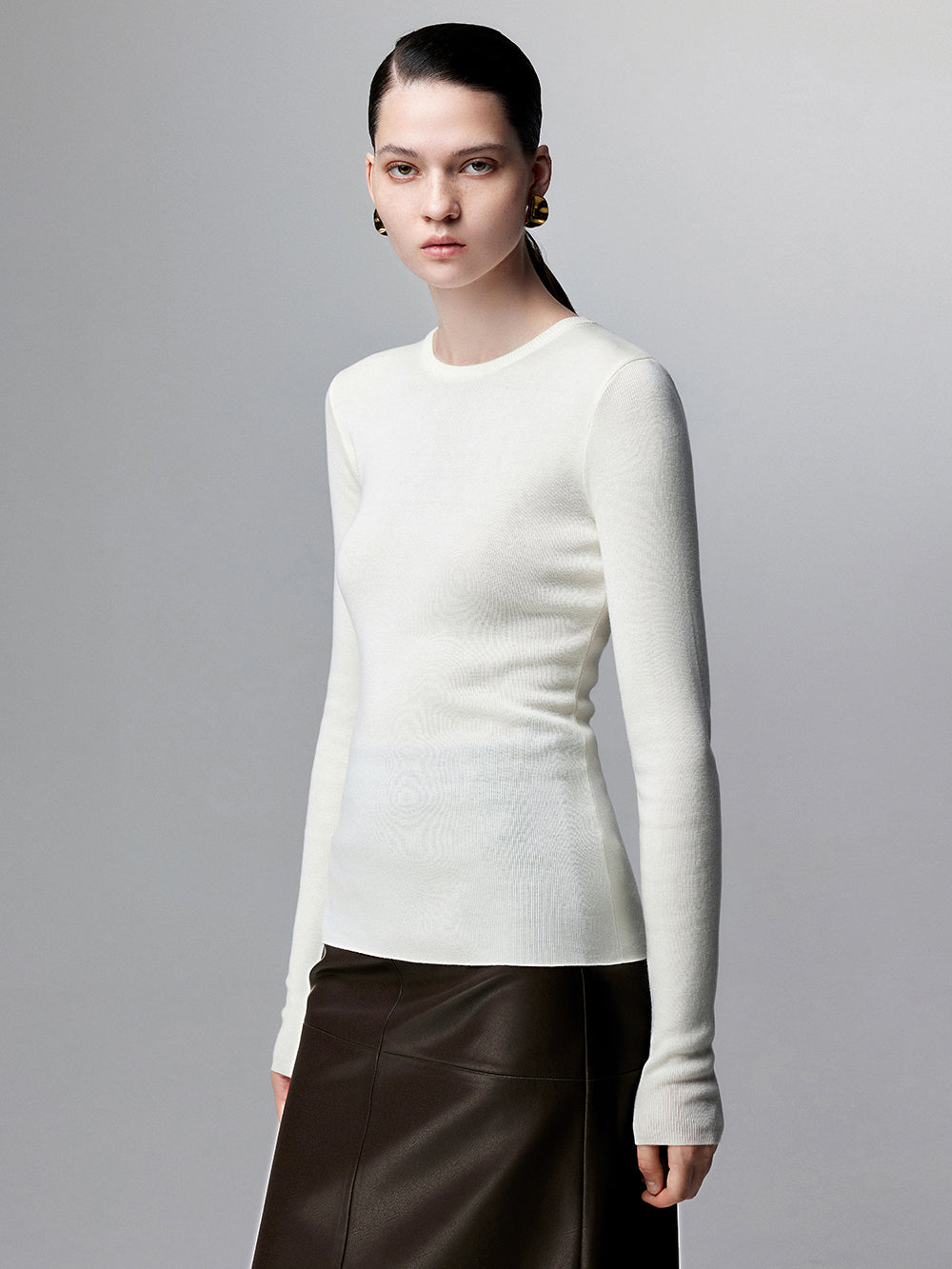Winter knit slim fit sweater_BDHL5386
