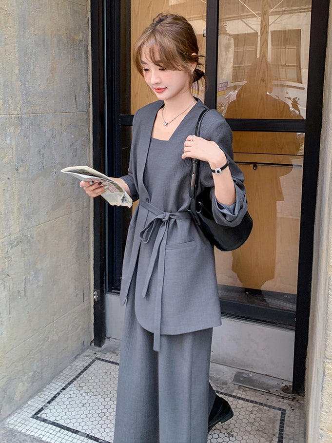 No Collar Jacket And Dress Suit Set_BDHL7562