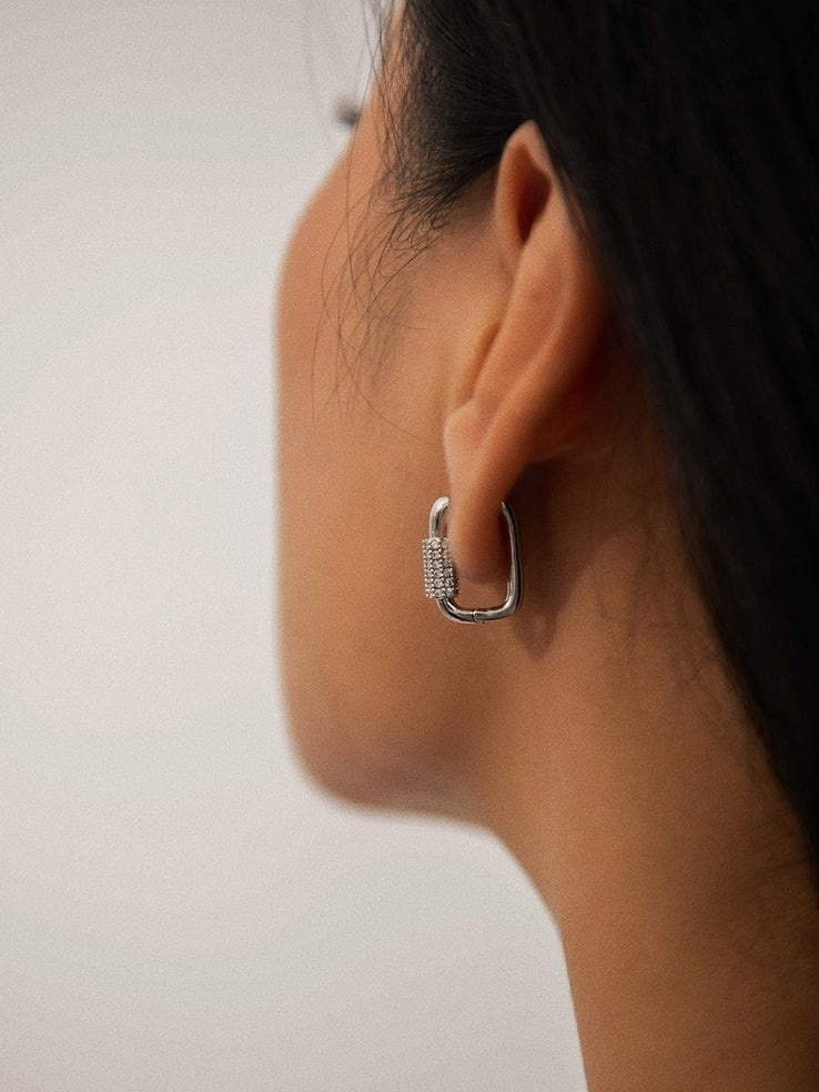 Square French Style Pierced Earrings_BDHL8014