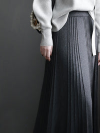 Large Drape Long Knitted Skirt_BDHL6719