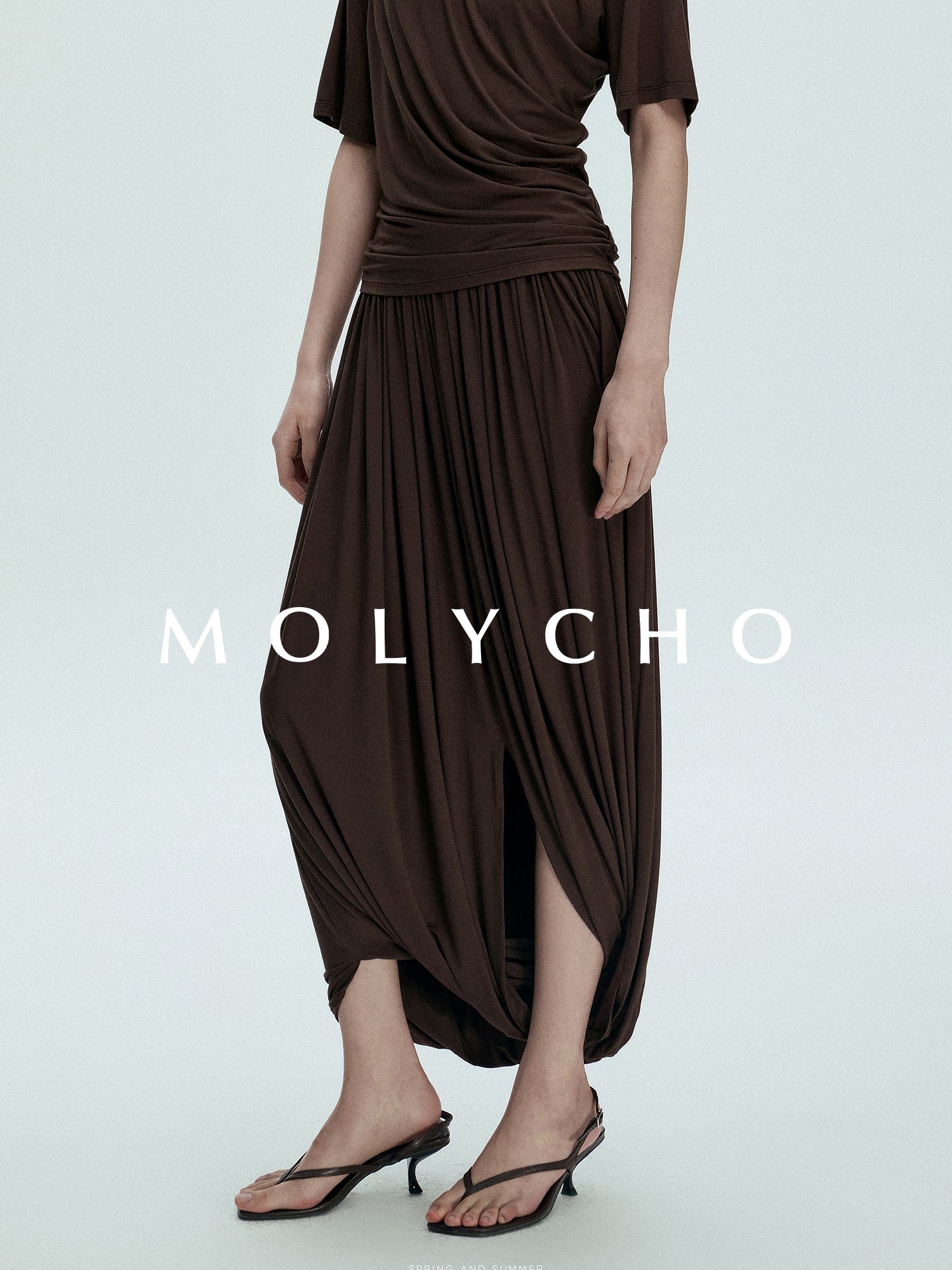 Pleated Long Skirt Pants_BDHL7398
