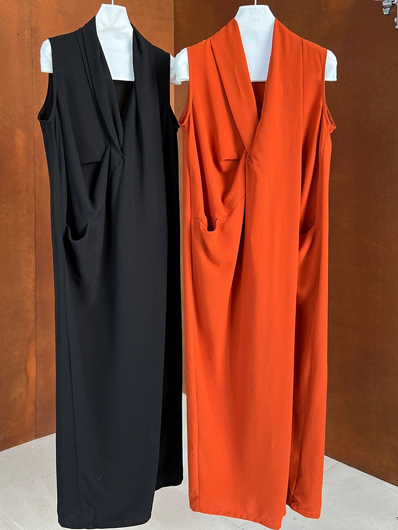 V-Neck Draped Cross Dress_BDHL7558