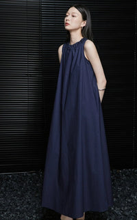 Navy Sleeveless Long Dress_BDHL6034