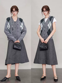 Argyle Knitted Vest Or Cardigan_BDHL6630