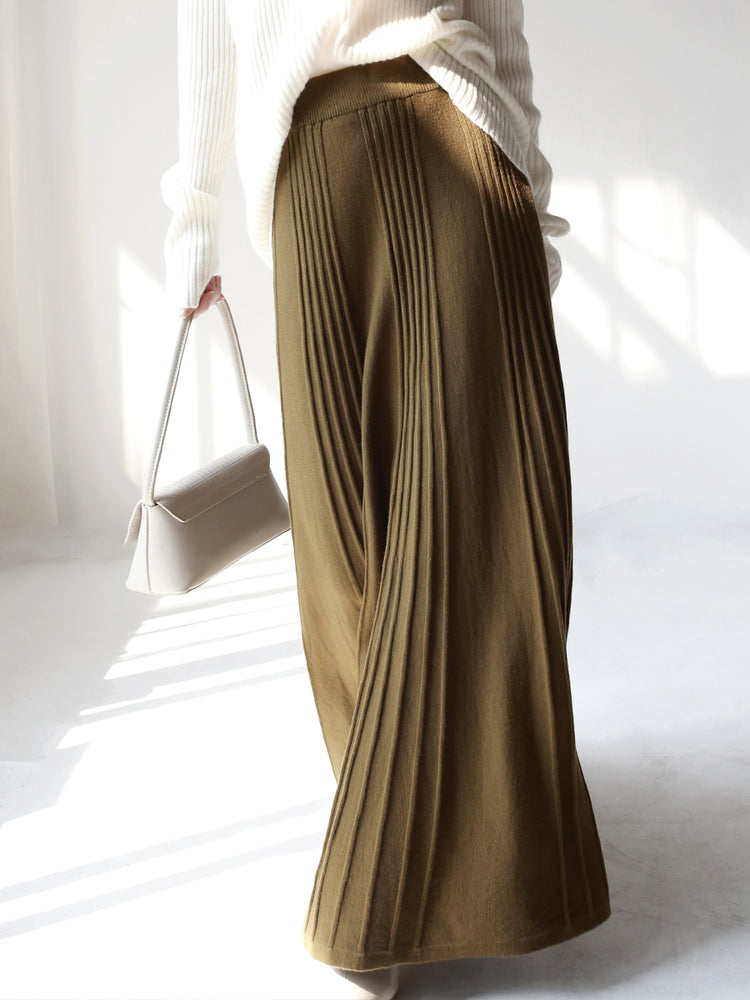 Large Drape Long Knitted Skirt_BDHL6719