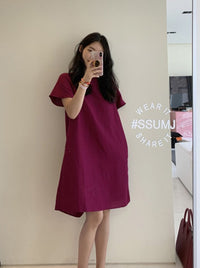 Short Sleeve Midi Length Dress_BDHL6274