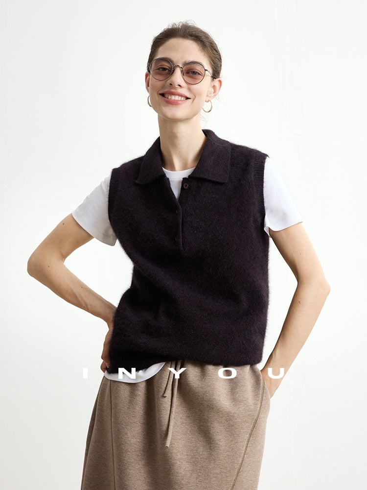 Polo-Neck Knit Sleeveless Tops_BDHL7747