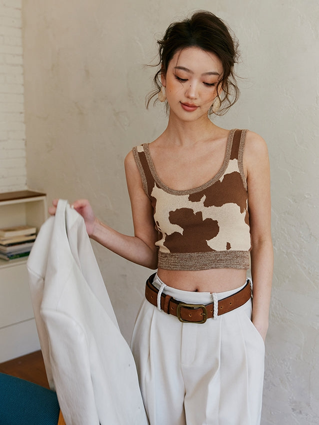 Cow U-Neck Short Tank Top_BDHL7475