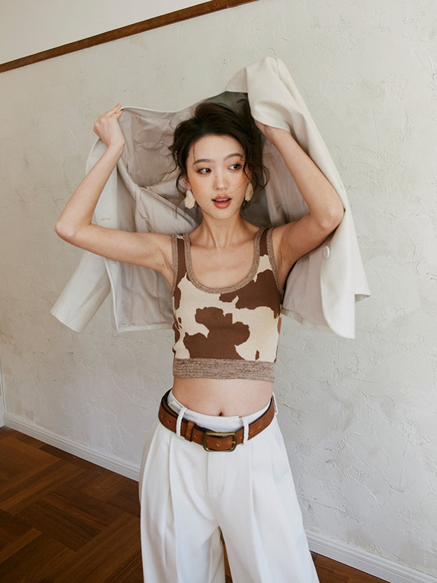 Cow U-Neck Short Tank Top_BDHL7475