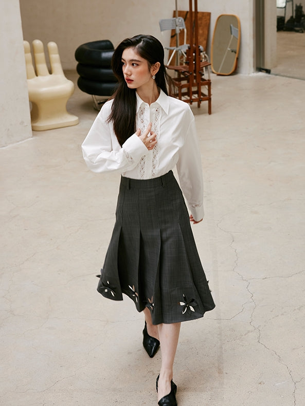 3D Hollow Pleated Skirt_BDHL6750