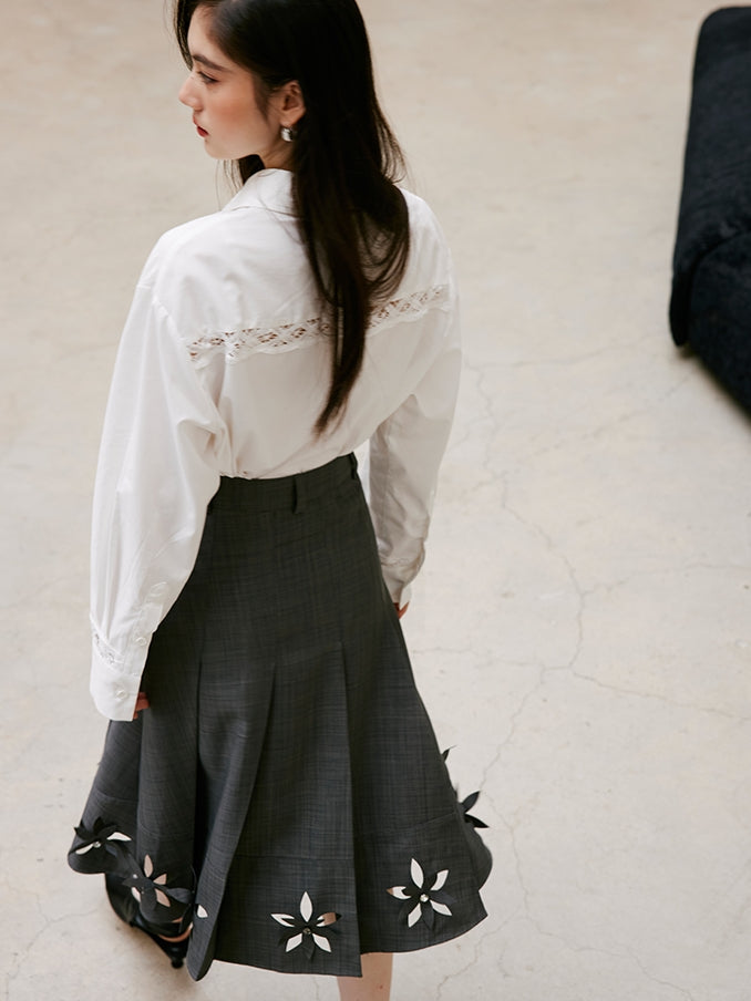 3D Hollow Pleated Skirt_BDHL6750