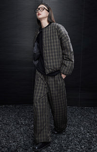 Checked Short Down Jacket_BDHL6574