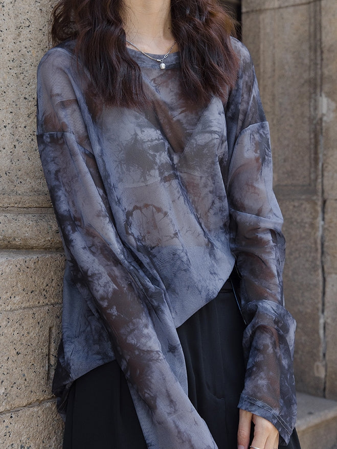 Thin Mesh Long-Sleeved Tops_BDHL7534
