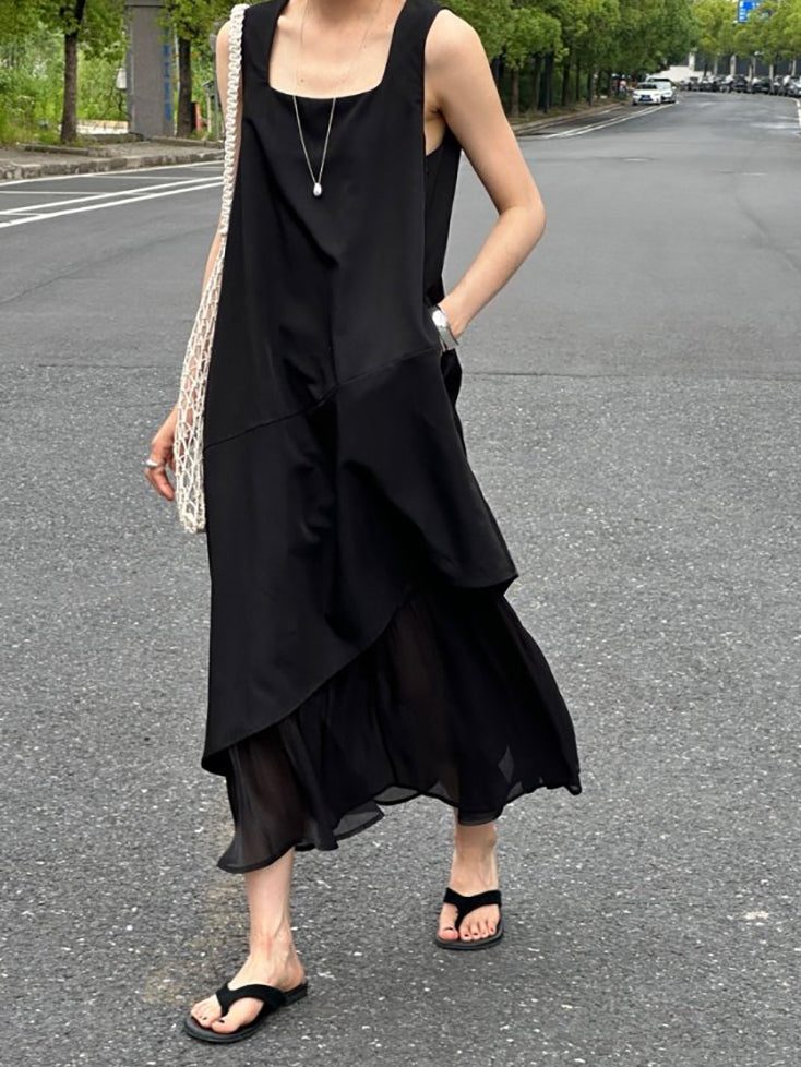 Splicing Fishtail Sleeveless Dress_BDHL7528