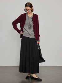 Pressed Pleated Long Skirt_BDHL6444