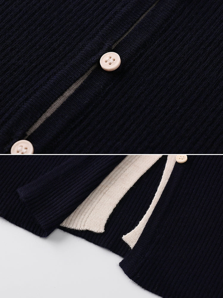 V-Neck Two-Piece Style Cardigan_BDHL7785