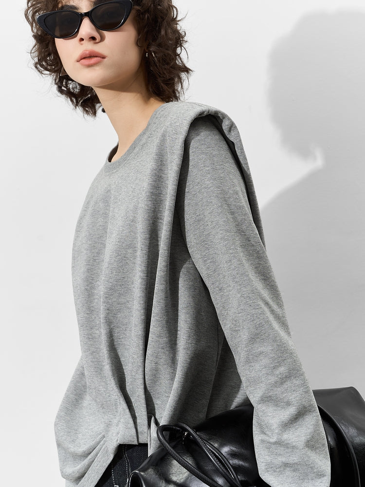 Asymmetric Round Neck Sweatshirt_BDHL7014